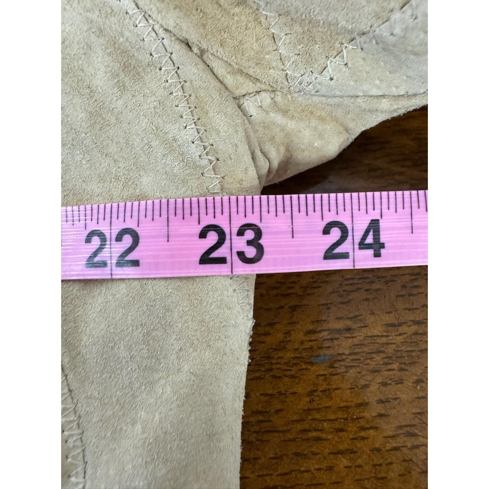Vintage Rave‎ Penny Lane Coat Womens Large Beige Suede Faux Fur Trim Y2K - Picture 4 of 6